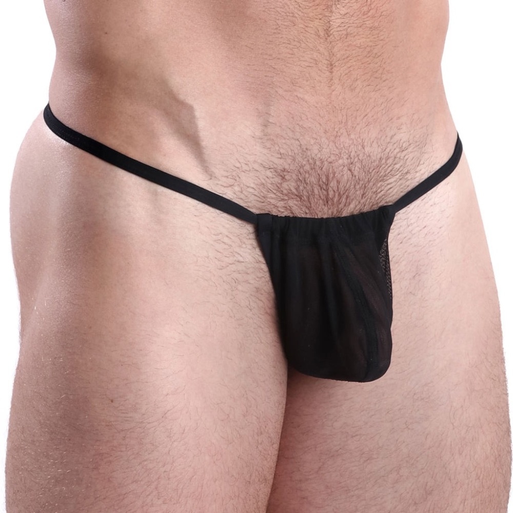 Men's Black G-String Size Medium Thong